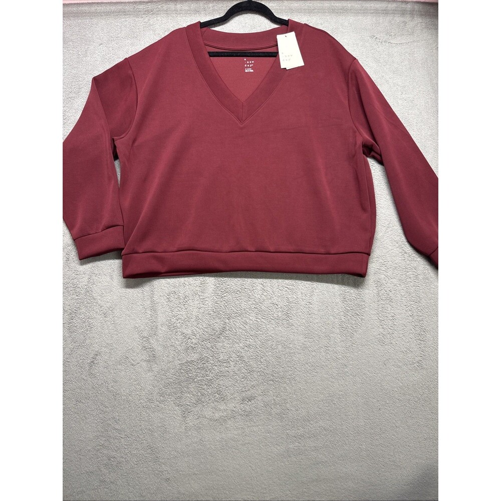Women's Sandwash Sweatshirt - A New Day BURGUNDY RED